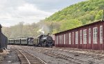 EBT 16 bringing the excursion train northbound through the yard and shop complex